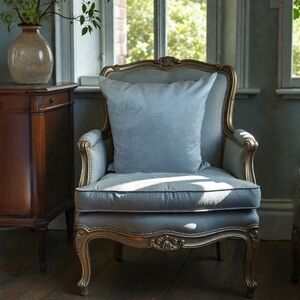 TGH TESSITURA ITALY Blue Velvet Throw Pillow  Insert Included 24x24